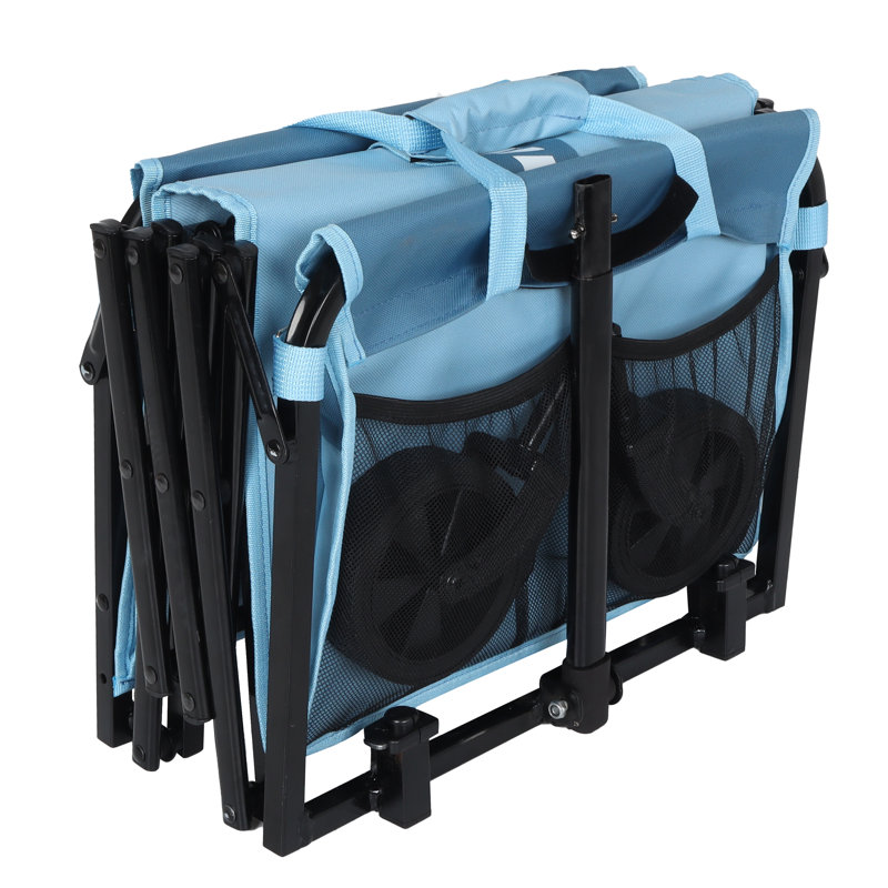 Chariot utilitaire pliable léger - capacité de 360 lb avec roues pivotantes à 360 °, poignée à rebond automatique réglable et porte-gobelets pour le camping, l'épicerie, le jardin et les sports