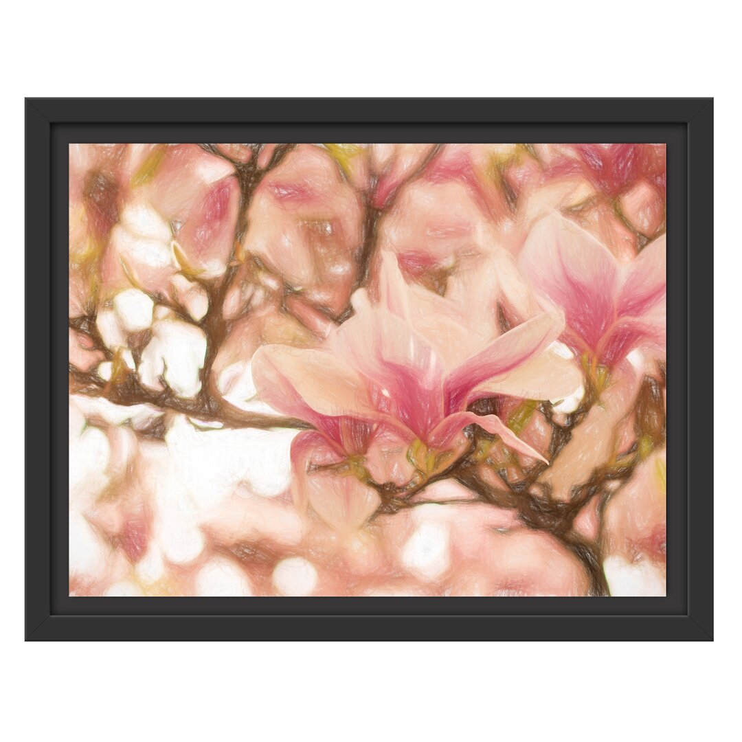 Gerahmtes Wandbild Rosa MagnolienblütenFrühling