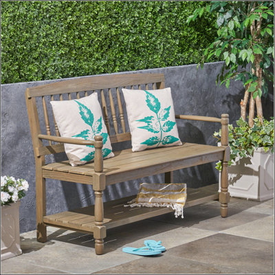 Classic Farmhouse Bench with Built-in Shelf for Elegant Storage and Seating