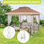 Pavillon de jardin 10 x 10 avec moustiquaire et rideaux - Auvent imperméable avec hauteur et roues réglables-126545374