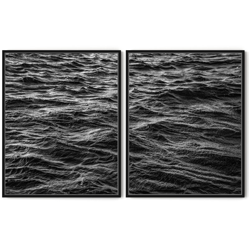 Mesmerizing Waves Pair, 29" H x 35" W, Black