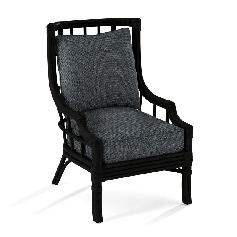 Fauteuil large 28,5 po Seville, Tissu performance blanc 0851-94, Noir