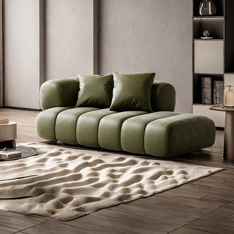 Large Seat Indoor Chaise Lounges Upholstered Chaise Lounge, Green, Left Hand Facing