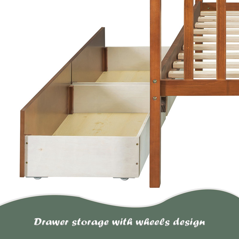 Lit simple en bois avec tiroirs, Lit simple, Noyer