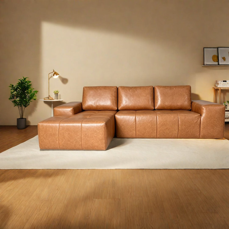 Canapé modulaire en similicuir brun