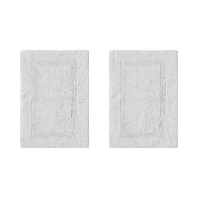 Lux Premium 100% Cotton 2370 GSM 2-Piece Bath Rug Set, Ultra Soft Super Absorbent Reversible Tufted Bathroom Mats, Machine Washable, OEKO-TEX® Certified Bath Rugs for Bathroom, Shower & Tub, White