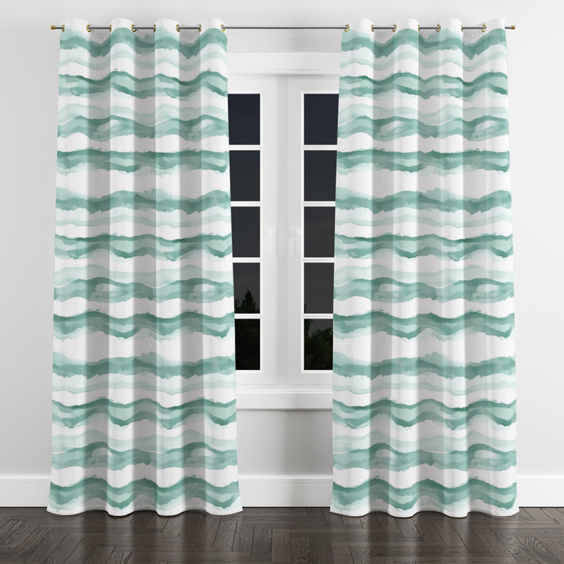 Rideaux à rayures pour chambre à coucher - Rideau moderne à œillets Balwinder - 1 panneau, Œillets dorés, L 52 po x L 120 po
