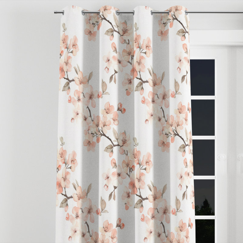 Panneaux de rideaux à motif floral - Rideau à œillets doux et rose - 1 panneau, L 52 po x L 63 po, Œillets dorés