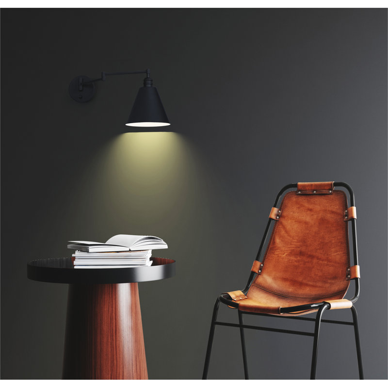 Cidni Steel Swing Arm Sconce, Black