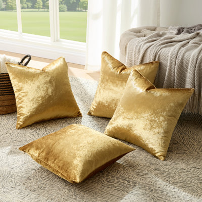 Ensemble de 4 housses de coussin en velours de luxe, housse décorative douce pour canapé-lit, salon, canapé, chambre à coucher