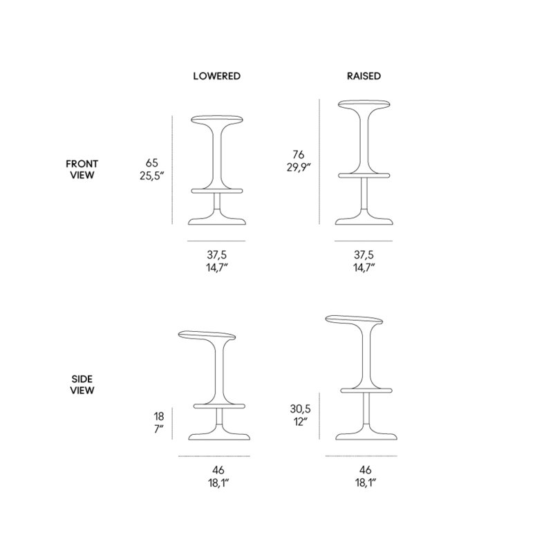 Kant Lift Stool [65H To 76H] Black, White