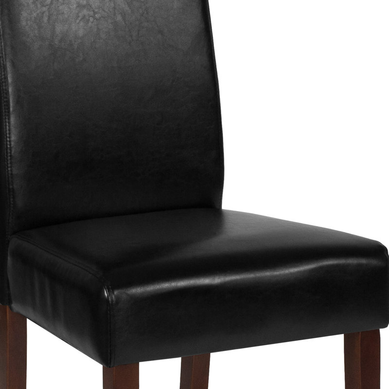 Arruda Upholstered Parsons Chairs-Panel Stitching, Black, 4