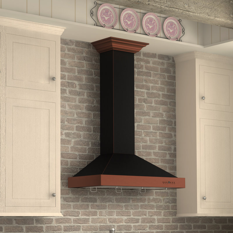 30" 400 CFM Convertible Flush Mount Range Hood, Hand-Hammered Copper