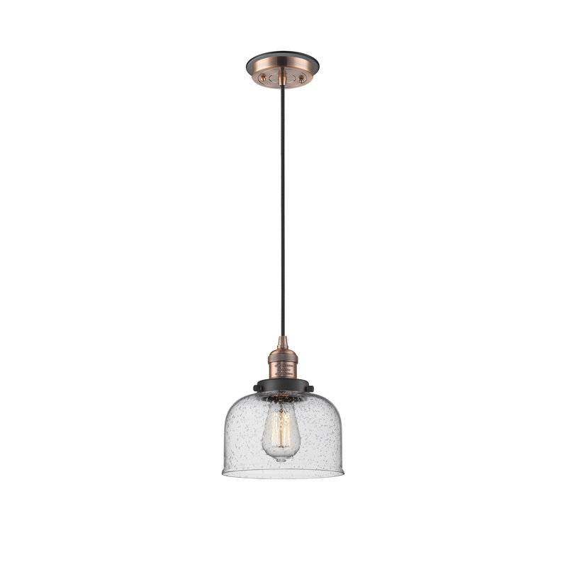 Bissonnette 1 - Light Single Pendant, Antique Copper with Matte Black accents, Seedy