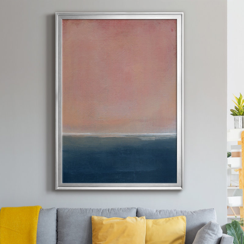 Coucher de soleil - Peinture encadrée, H 22,5 po x l 30,5 po x P 1,5 po, Toile avec cadre argenté, Pas de tapis