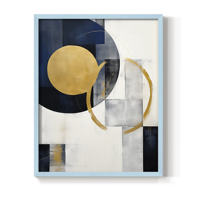 Reproduction encadrée ABSTRACT Series DLII - bois massif, H 11 po x l 9 po, Bleu