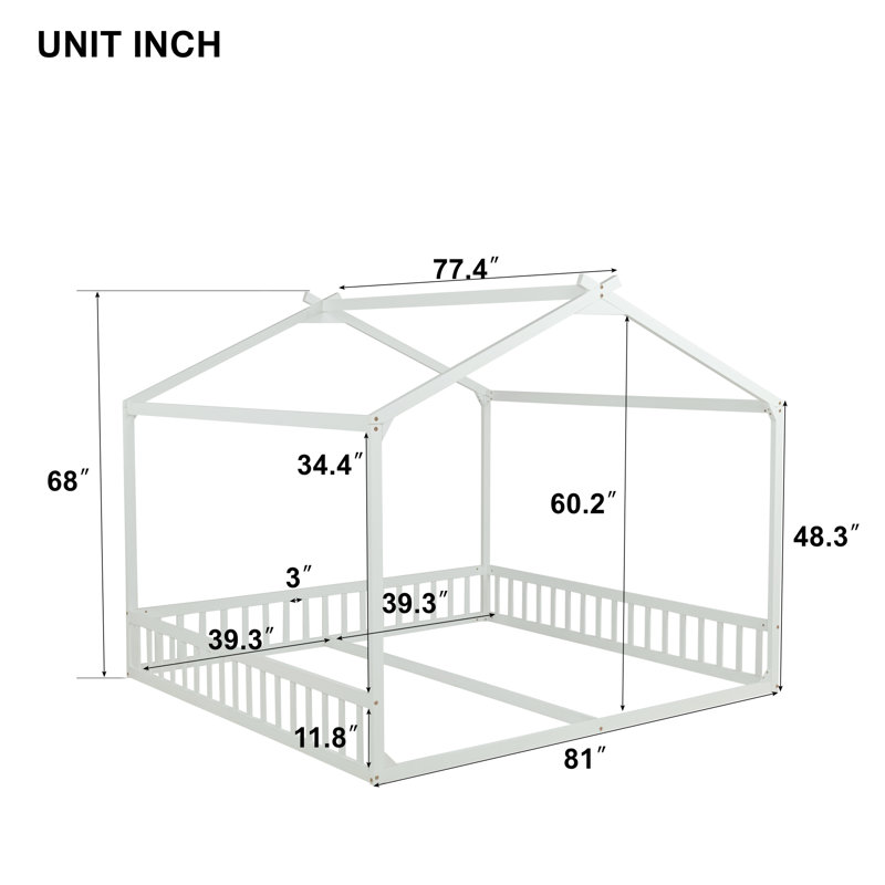 Lits jumeaux en forme de maison, structure en pin, blanc moderne, chambre partagée pour enfants, Blanc