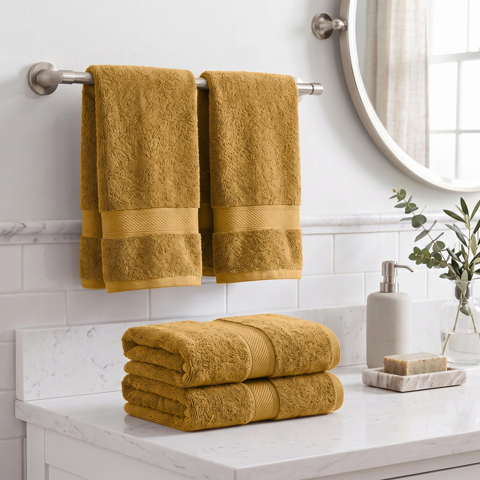 Egyptian Cotton Hand Towels, Gold