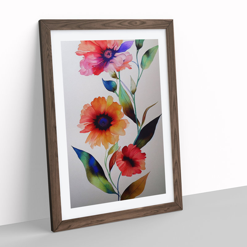 Pretty Flowers No.4 - Single Picture Frame Painting, 46cm H x 34cm W x 2cm D, Walnut Framed
