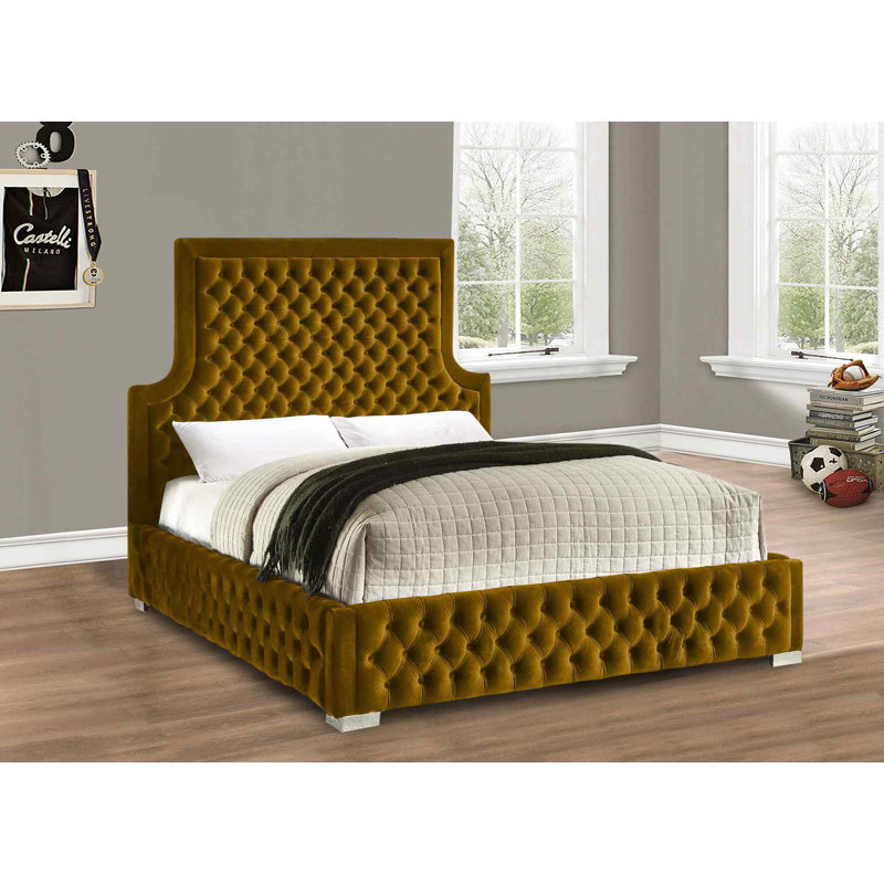 Upholstered Bed, Single (3'), Mustard