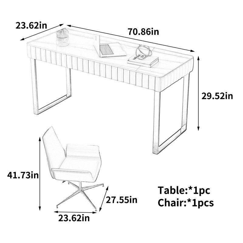 Computer Desk, 29.52" H x 70.86" W x 23.62" D