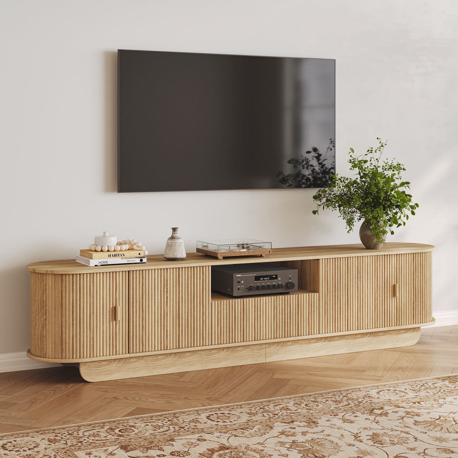 86.6" Curved Tv Stand