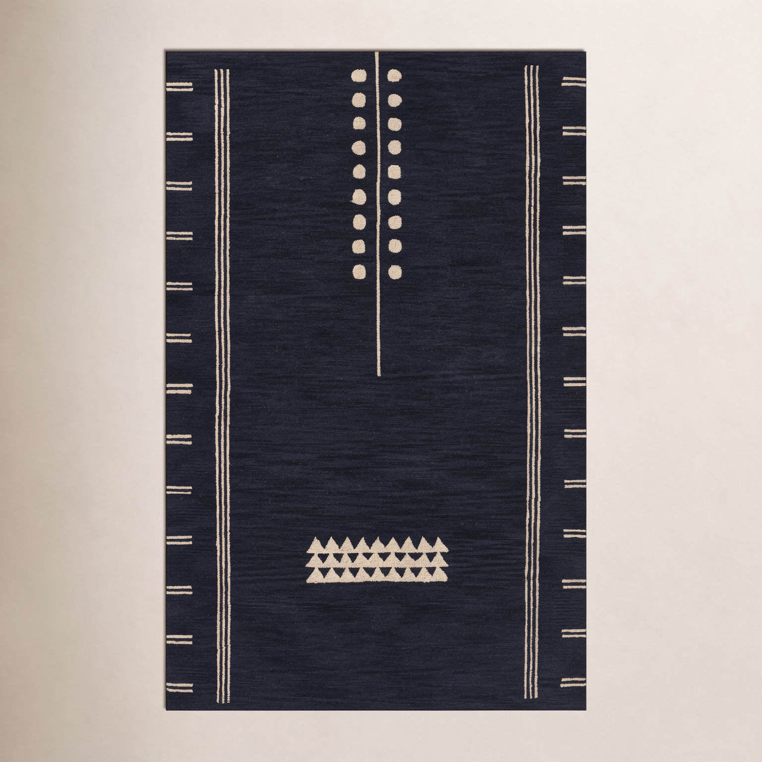 Sameer Navy Sand Hand-Tufted Wool Rug, Rectangle 5' x 8'