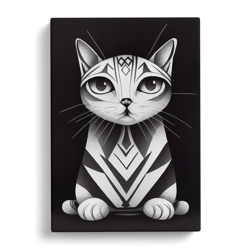Striped Cat Abstract - Wrapped Canvas, 50cm H x 35cm W x 3cm D