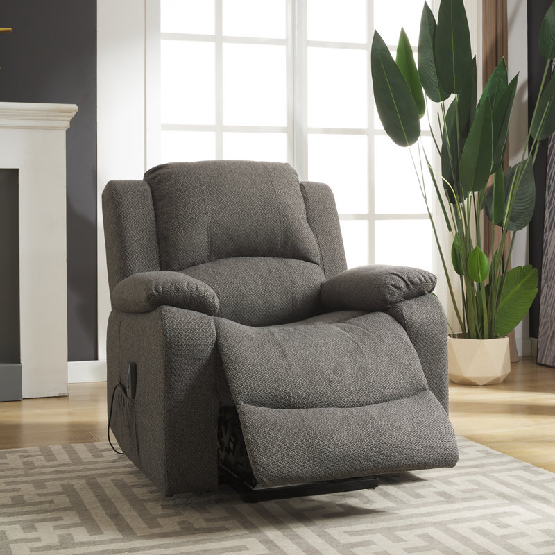 Aaronveer Upholstered Heated Massage Chair, Dark Grey Polyester Twill