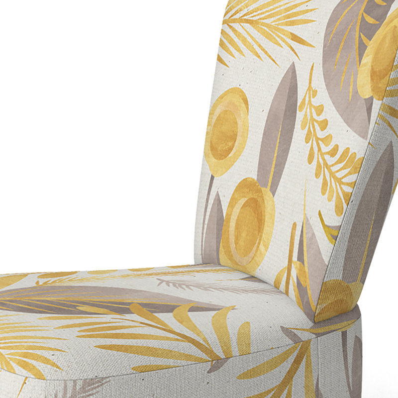 Accent Chair, Beige Floral Pattern Upholstered Decor - Beige Floral Pattern II, Yellow/Gray