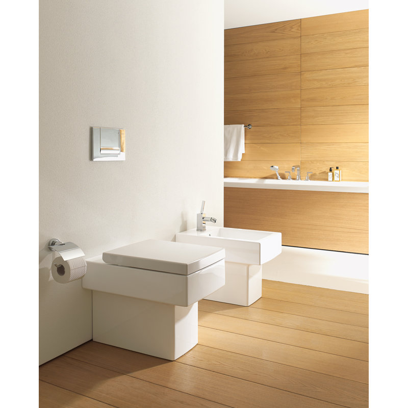 Toilette murale carrée / rectangulaire à double chasse avec surface vitrée Vero (siège non inclus), Blanc alpin