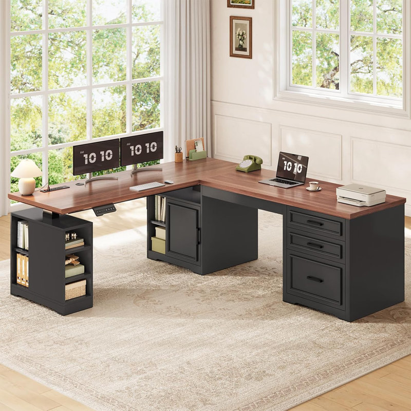 Bureau debout en L Farmhouse, Noir