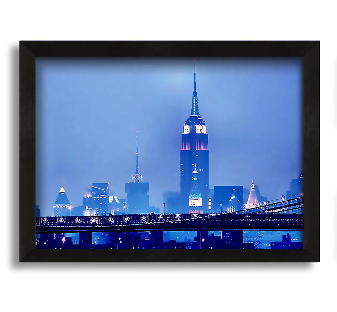 Gerahmtes Leinwandbild Empire State Building Blue Night