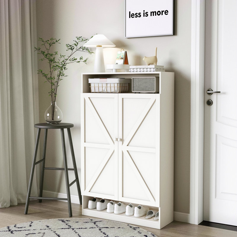 Double Door Multi-Functional Shoe Cabinet, Large Storage Space, 8 Layers Of Partition Storage Cabinet