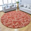 Tapis écologiques en laine touffetée à la main Loren - Rond, couleur beige rouge, design floral moderne, tapis antidérapants faits à la main épais pour le salon, la chambre à coucher-392528821-315551434