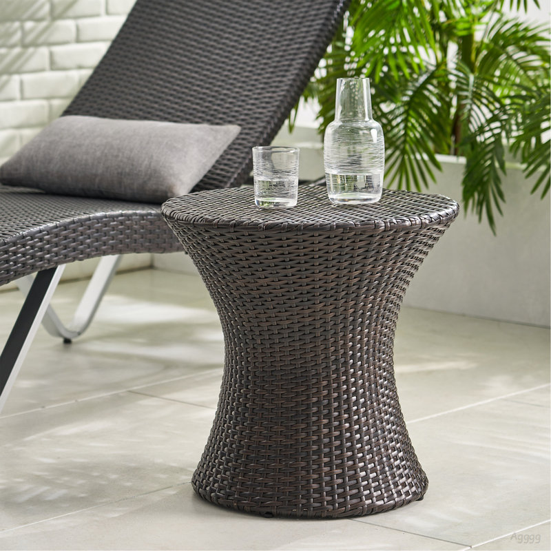 Table de bout 19 po avec plateau en verre, sans plateau en verre, brun