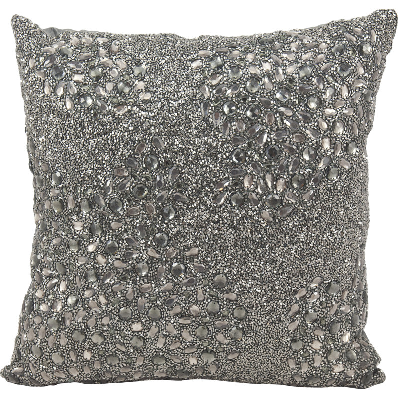 Luminescence Sequined Throw Pillow, Pewter, 15" x 15"