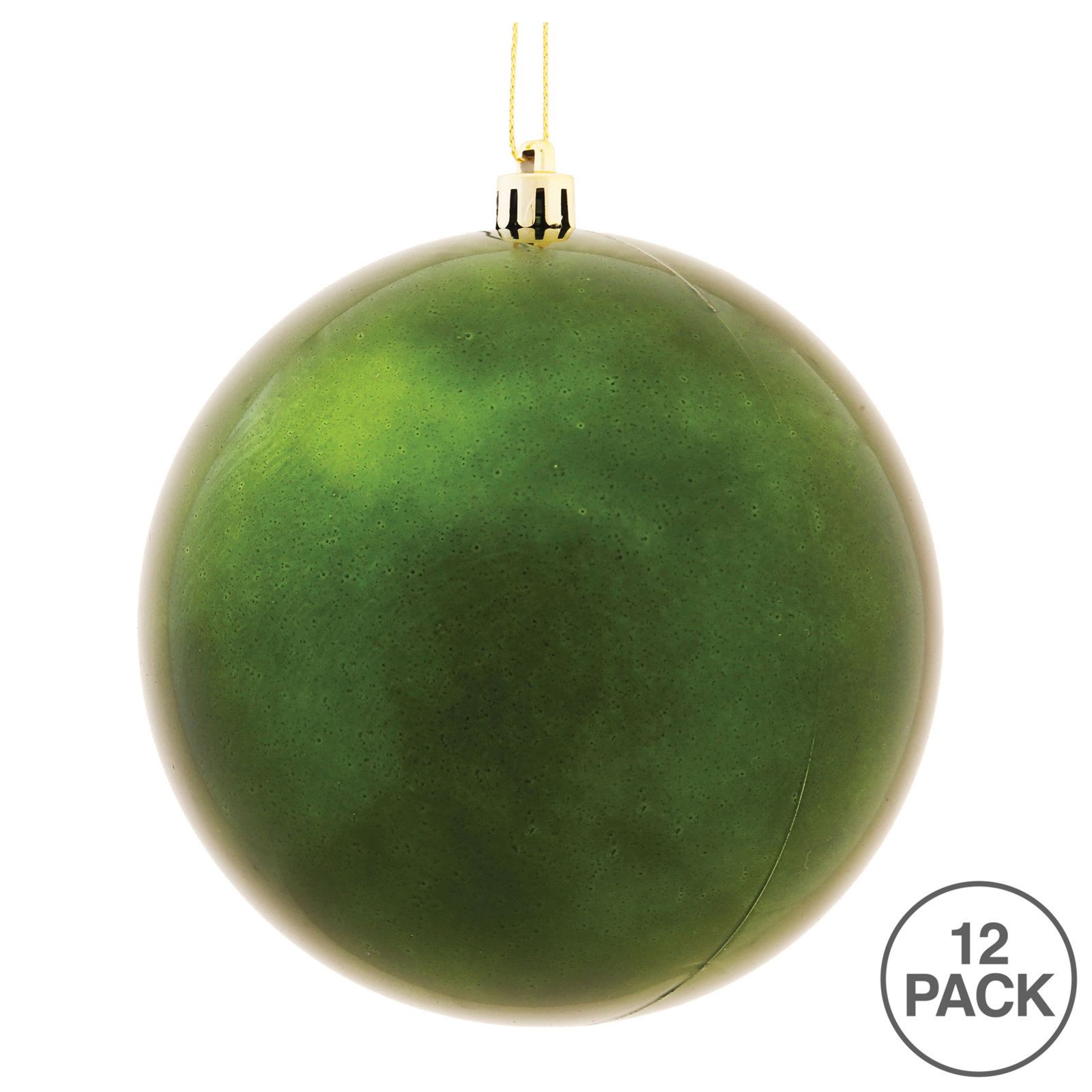Holiday Décor Ball Ornament, 3" H x 3" W x 3" D, Moss Green Shiny