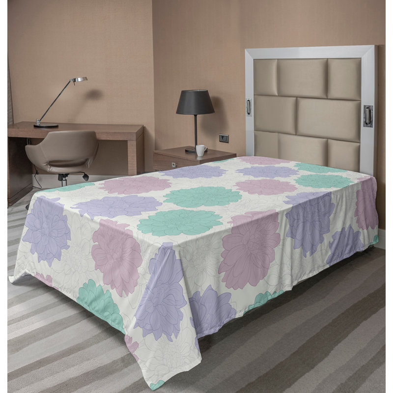 Ambesonne Print Top Flat Sheet, Twin XL Flat Sheet, Green/Purple/Pink Floral
