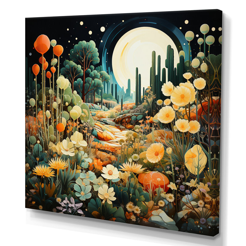 Cactus vert sarcelle - oasis, Toile tendue, H 24 po x l 24 po x P 1 po