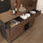 64.3"-114" Extendable Kitchen Island With Wood Top, Wine Bar, 3 Storage Cabinets And Drawers For Home Bar or Open-Concept Kitchens