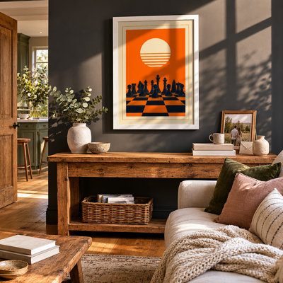 Sun and Chessmen Retro - Framed Print