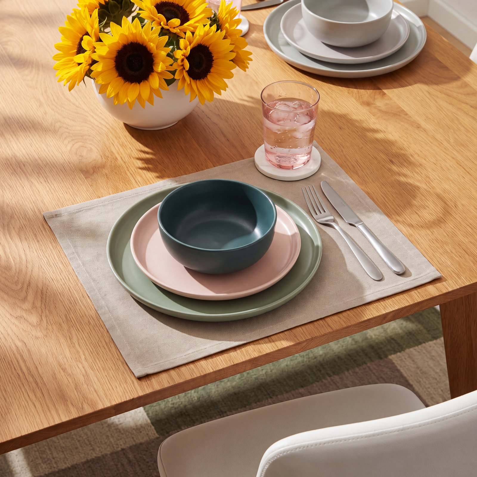 Sango Rollo 16-Piece Artist's Blend Casual Stoneware Dinnerware Set - Service For 4, Beige/Blue/Green