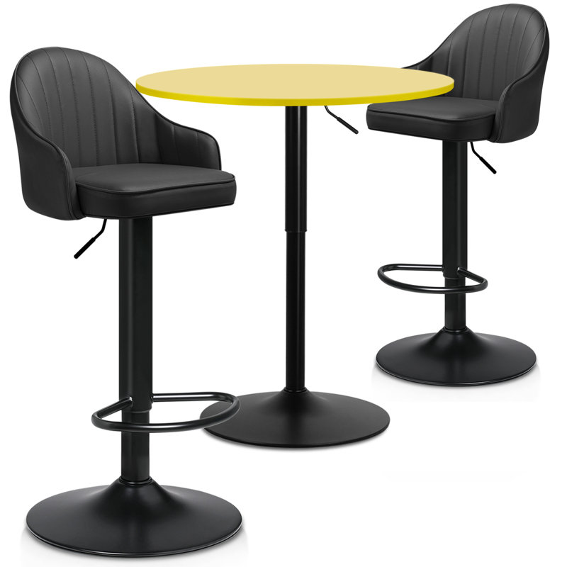Arabellarose 2 - Person Pedestal Base Dining Set, Yellow, Black
