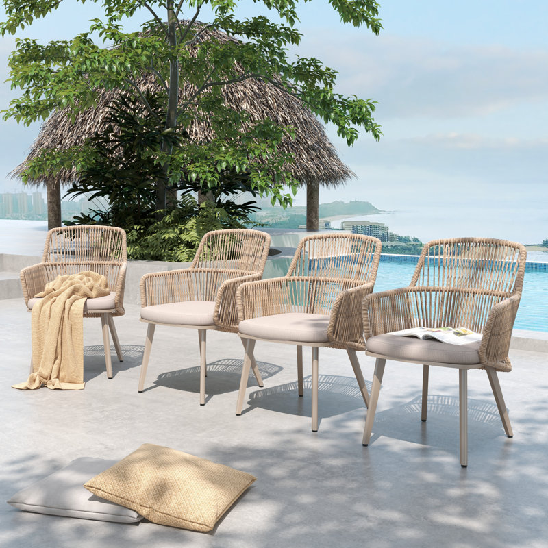 Fauteuils de salle à manger avec coussins, Beige / Beige