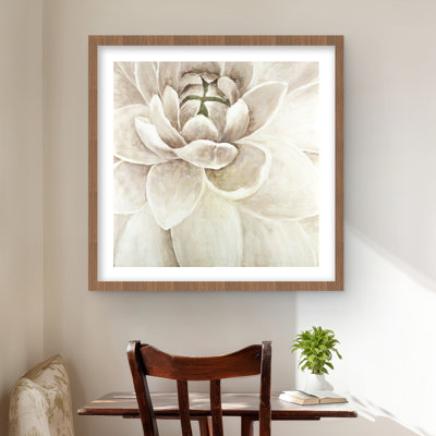 Delicate chrysanthemum - Beige Livingroom Framed Print Decor