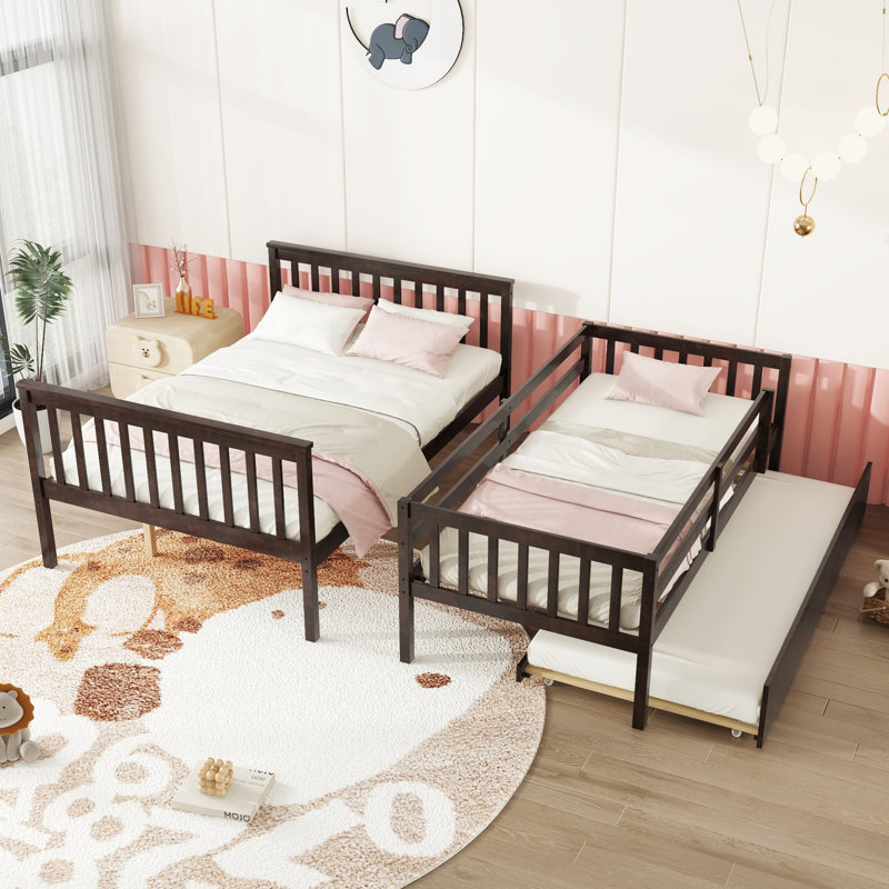 Sotion Kids Bunk Bed with Trundle, Twin Over Full, Espresso