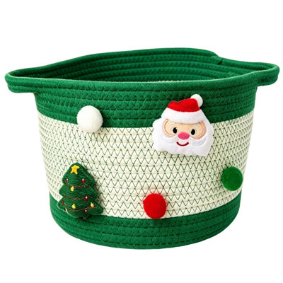 Panier de rangement décoratif de Noël avec poignées, idéal pour ranger les jouets, les articles ménagers et les accessoires pour animaux.