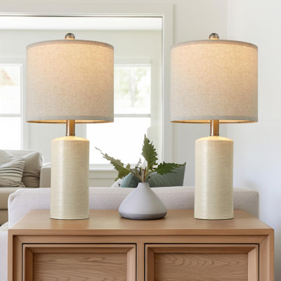 20.25" Small Table Lamps Set Of 2 Modern Ceramic Lamps For Living Room Farmhouse Bedside Lamps Boho Lamps For Night Stands Bedroom Lamps Side Table Lamps End Table Lamps