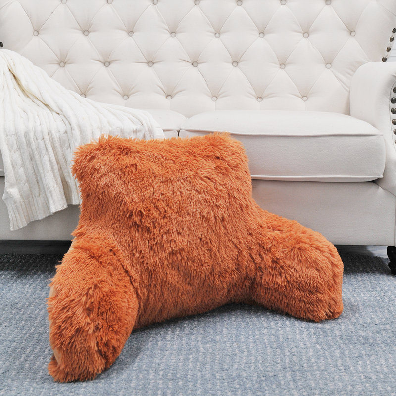 Housse et insert de coussin en fausse fourrure à dossier à poils longs, Orange brûlé